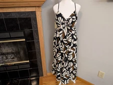 New Tabitha Brown x Target Neutral Botanical Print Linen Blend Dress Size Med