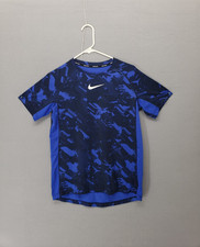 Nike Pro Dri Fit Boy Xl Blue Camo Black Print Short Sleeve Activewear Tee Shirt