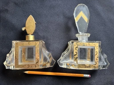 Vintage Art Deco Cut Glass Crystal Perfume Bottles Kristall Geschliffen Flakon - Bild 1 von 4