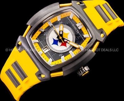 Invicta 40MM Ladies NFL Pittsburgh STEELERS Bold Black n Yellow Sport PU Watch !