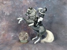 Breyer Custom Haired Stablemate Fighting Stallion Trigger w/Rider Diorama Winner