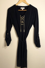 Michael Kors Black Waist tie Dress with Gold Chains Size Medium