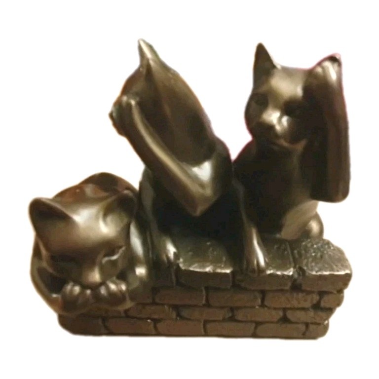 Katzen - Nicht hören, sehen, sprechen - Statue Figur Kunst Deko - Bronze? Guss