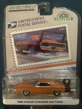 NEW - Greenlight 1969 Orange Dodge Charger Daytona USPS Stamp Car Diecast 1/64