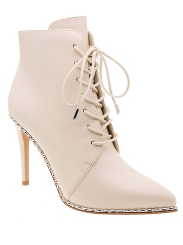 BCBGENERATION Womens Ivory Ball Chain Haxah Pointed Toe Stiletto Booties 5.5