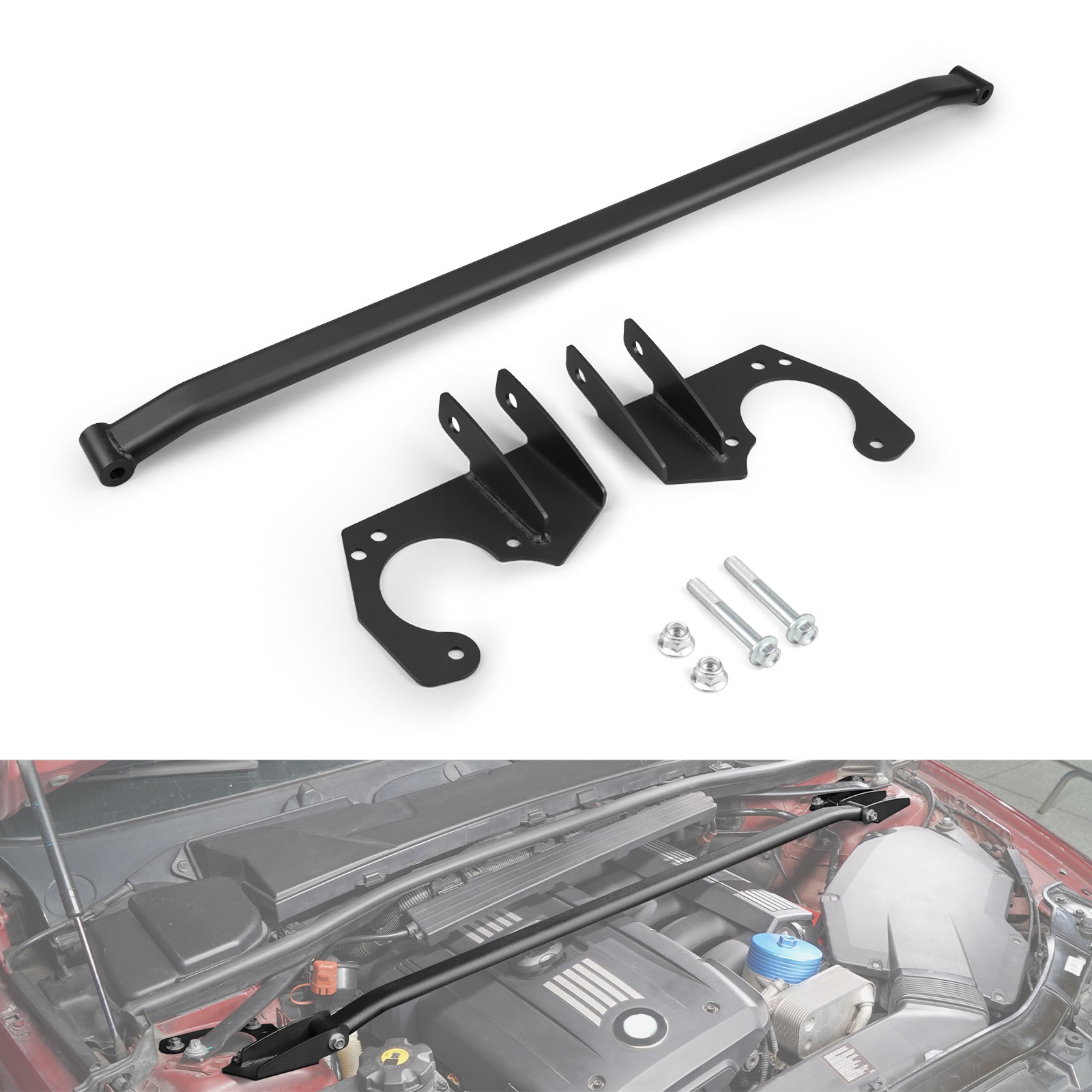 Barre de tour de suspension en alliage poli pour compartiment moteur BMW E90 E92