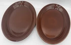 Fiesta Homer Laughlin Oval Serving Platter Brown Stoneware 13.5 x 9.5" Set Of 2