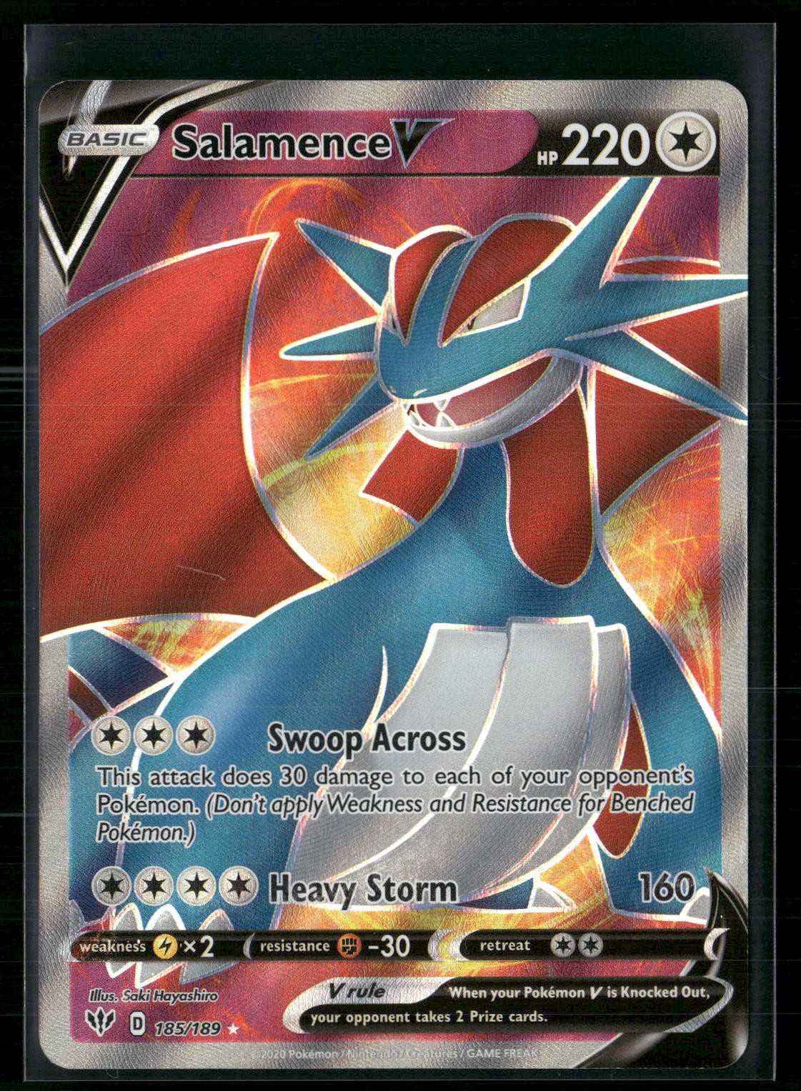 Salamence V (Full Art) 185/189 Holo Ultra Rare SWSH03: Darkness Ablaze NM