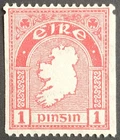 IRELAND 1933 PERF 15 x IMPERF 1d COIL SINGLE PERF UPRIGHT WMK LHM HIB D2ci @€125