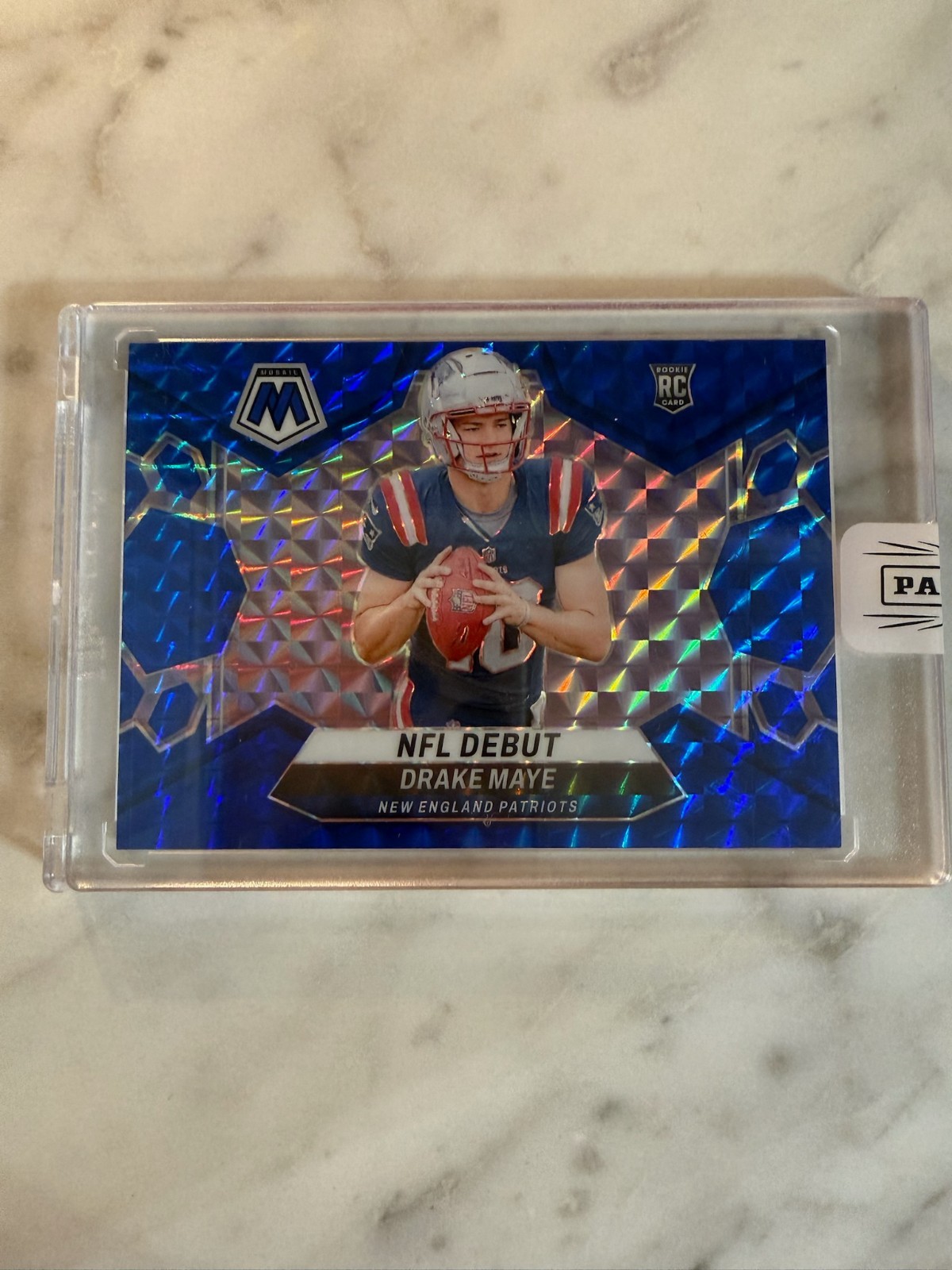 2024 Panini Mosaic NFL Debut Blue Mosaic Prizm /99 Drake Maye #273 Rookie RC