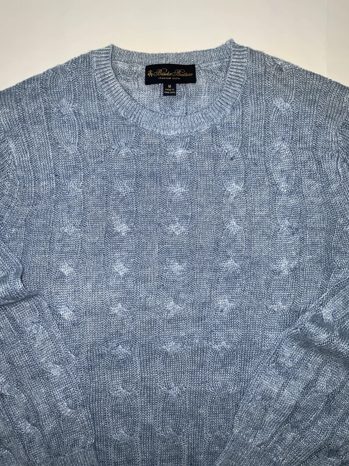Suéter Brooks Brothers 100 % lino cuello redondo nuevo sin etiquetas $248 - Talla M Foto 3 de 4