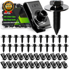 50PCS 1/4 U-Nut Clips  Hex Head Automotive Body Fender Bolts Kit,For Most Cars