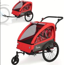2-in-1 Kids Bike Trailer  Jogger Stroller   Foldable, Safe, Weatherproof Ride