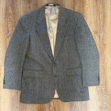 VTG 80s Lands End Tweed Blazer USA Made Wool Sport Coat 40R Academia Preppy gray