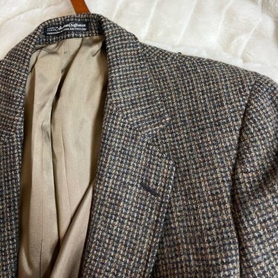 VTG 60s Alfred Neys of Virginia Men 38L Grey Brown Wooden Button Suit Jacket NYC