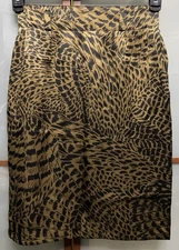 JLS Paris Scherrer Boutique Vintage Silk Animal Cheetah Leopard Print Skirt Sz 8