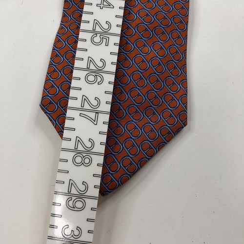 Brooks Brothers Makers 100% Silk Neck Tie Geometric Link Orange Brown 3.75/58-in - Picture 5 of 8