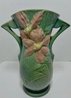 Roseville Vintage Pottery Clematis Vase, Shape 114-15, Forest Green