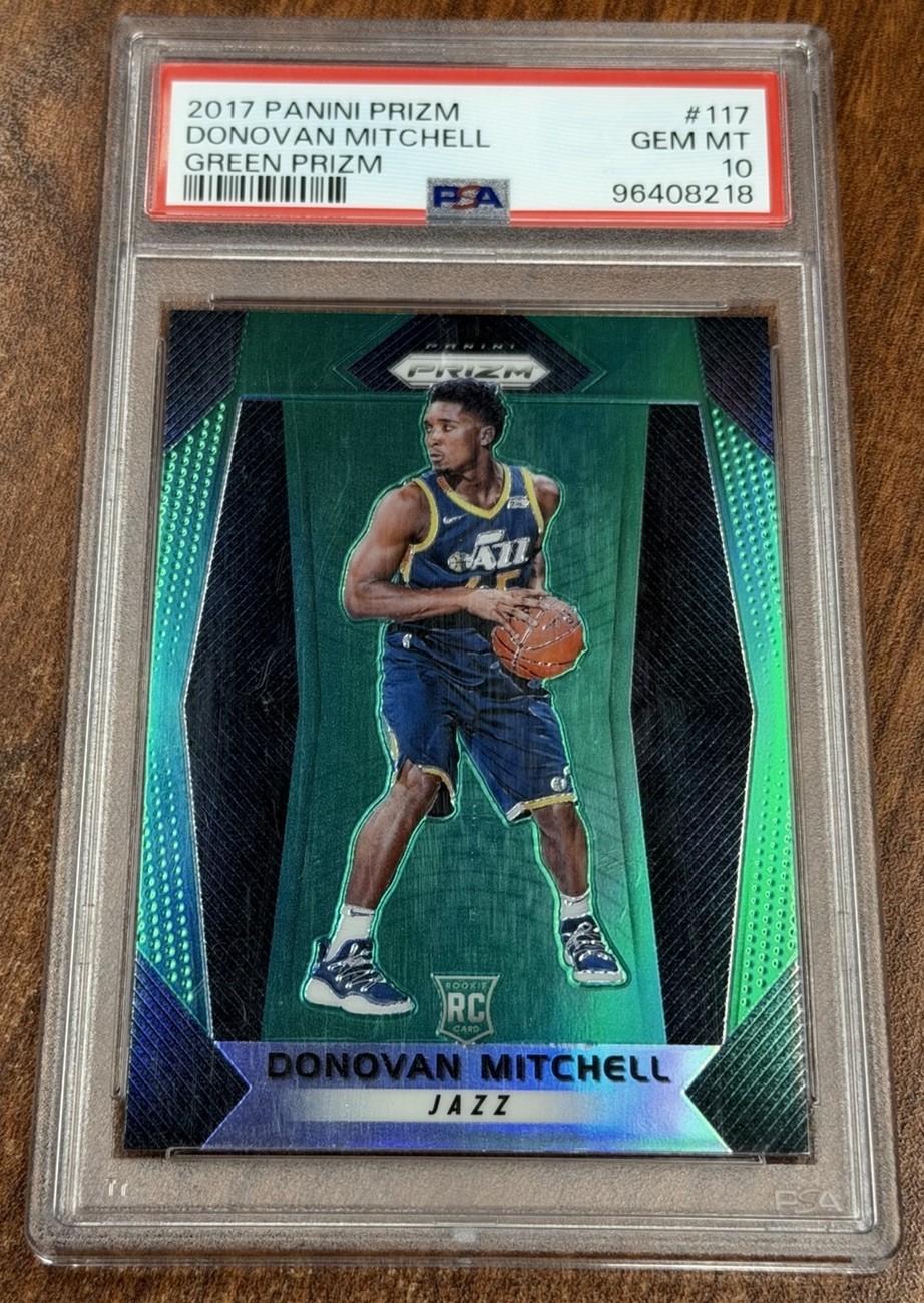 2017-18 Prizm Donovan Mitchell RC Prizm Green Rookie #117 Jazz PSA 10 Gem Mint