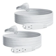 - 12FT Flat Plug Extension Cord, UL Listed 16/3 SPT-3 1625W Power Strip with ...