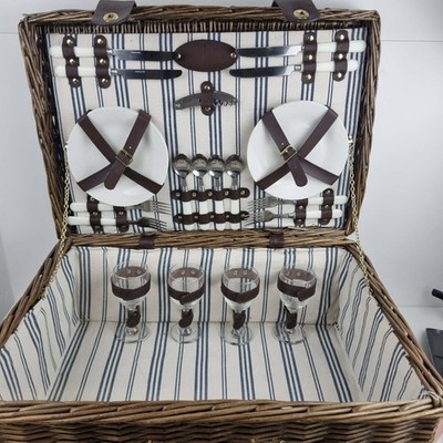 Vintage Jasper Conran Picknickkorb Korb aus Weide für 4 Personen - kein Kunststoff