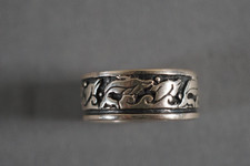 Vintage Sterling Silver Waves Dolphin / Fish Band Ring Size - 6