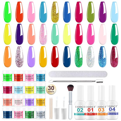 Kit inicio unhas polvo inmersion 30 colores brillantes rosa arcoiris manicure