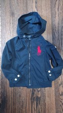   Polo Ralph Lauren Kids Size 5 Navy Blue Windbreaker Hooded Jacket NWOT Big Pony
