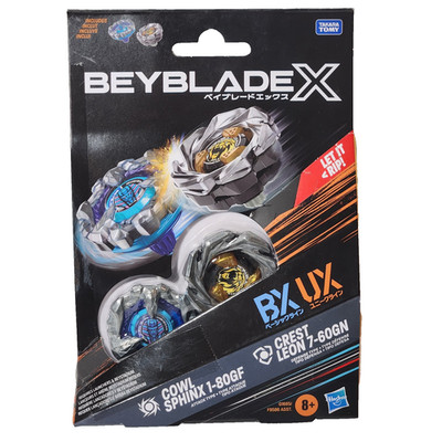 Beyblade X Cowl Sphinx 1-80GF & Crest Leon 7-60GN BX UX Dual Pack X Blade Tops