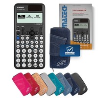 Casio FX-810DE Cw Schulrechner + Schutztasche, Buch-Classic Set Dunkelblau