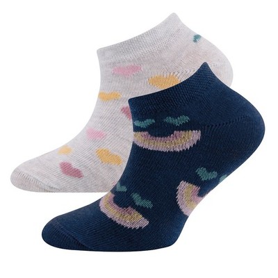 Ewers Mädchen Sneaker Strümpfe 2er Pack Regenbogen/Herz passerina hellsilber