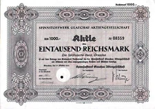 Lot of 50 Spinnstoffwerk Glauchau Aktiengesellschaft 1941 1000 RM
