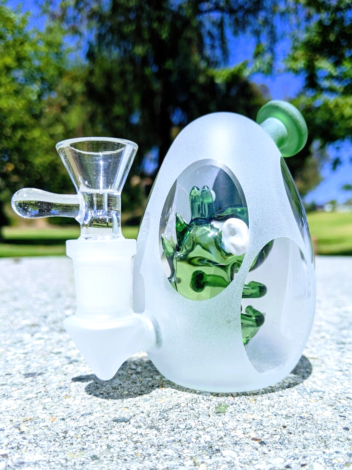 4.5" Green Frosted Baby Dinosaur Egg Bong Premium Quality Water Pipe Hookah