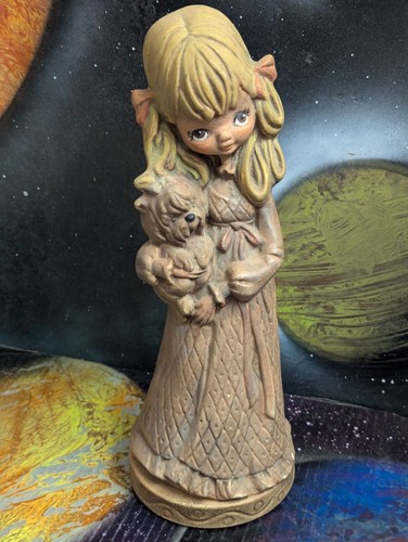 Figura Cerámica 11" Vintage 1974 Holland Molde Rosa Dama Niña Sosteniendo Perro Cachorro - Imagen 7 de 13