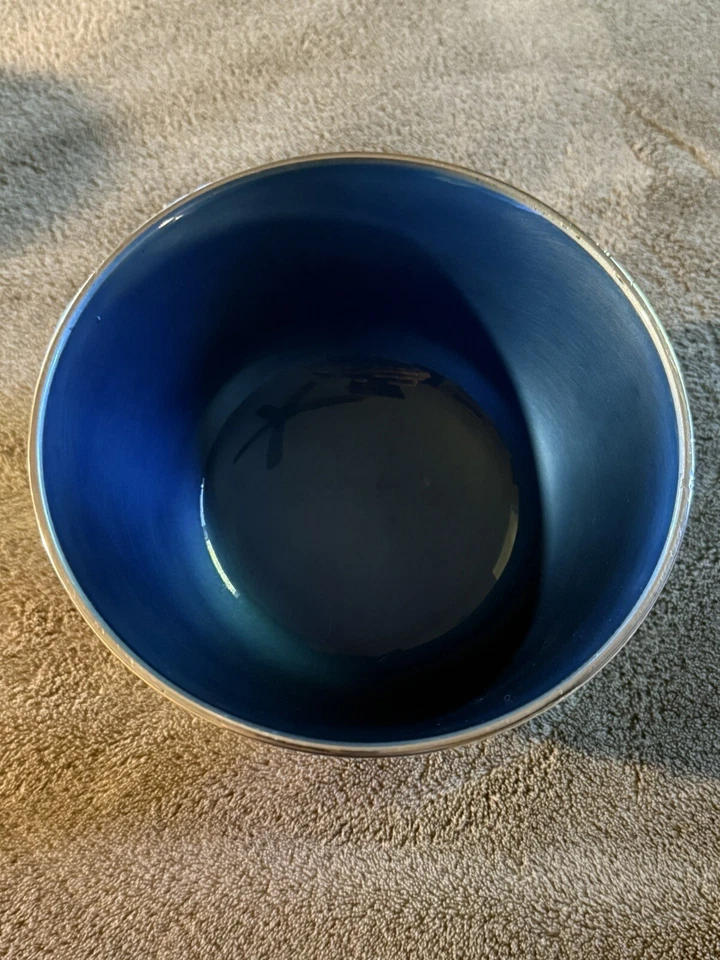 Impresionante Toalla Vintage #5002 Plateado Azul Esmalte Cuenco, Foto 4 de 4