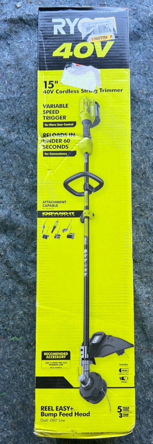 Ryobi 15" 40V Cordless String Trimmer/ Weed Eater w/ Battery and