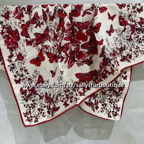 Sallys 70 % Kaschmir 30 % Seide Kragen Schmetterling Druck Doubleface Halstuch 26 Zoll - Bild 1 von 7