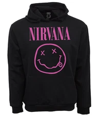 NIRVANA PULLOVER HOODIE BLACK WITH PINK LOGO