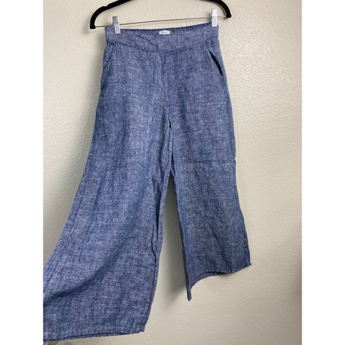 Nicole Miller Linen Wide leg Pants Womens size XS Blue Lagenlook Beach Vacation - Picture 3 of 14