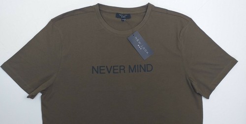 New Look "NEVERMIND" Men's Short Sleeve Casual Tee. Dark Khaki. XSmall. NW/ Tag - Picture 6 of 9