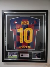 Lionel Messi signed Barcelona jersey ICONS COA Balon d'Or Edition