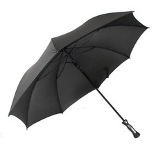 Windproof Telescopic Umbrellas in Black 130cm with Rubber Handle