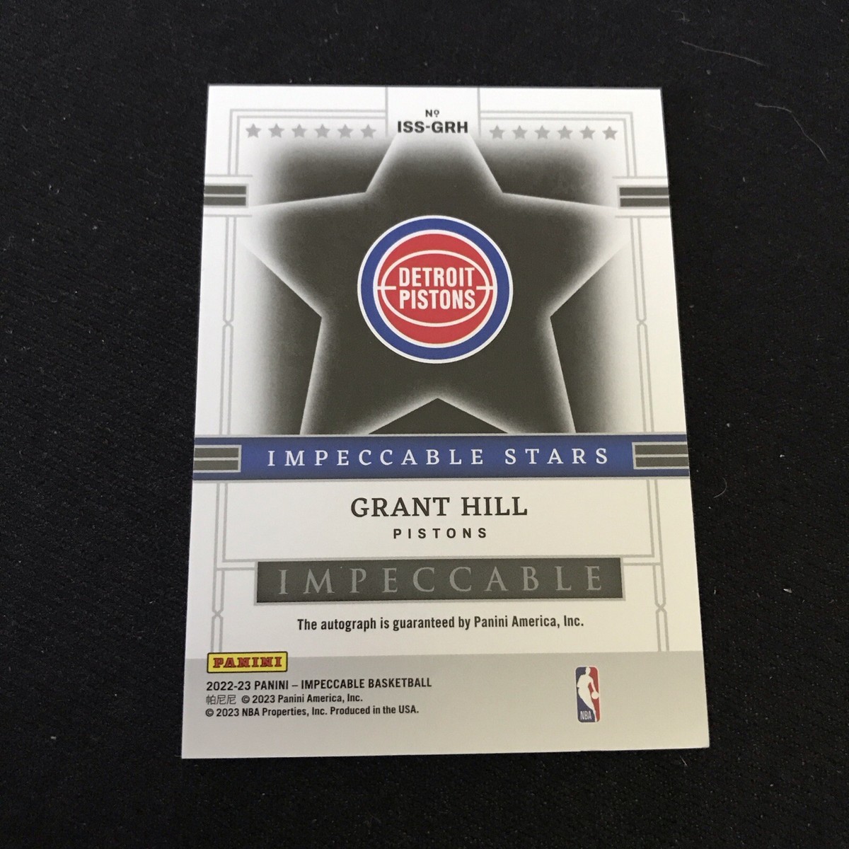 2022-23 Panini Impeccable Grant Hill #ISS-GRH Stars Auto Pistons 