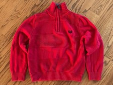 CHAPS Boys Red ¼ Zip Long Sleeve Mock Sweater Size S(8) EUC