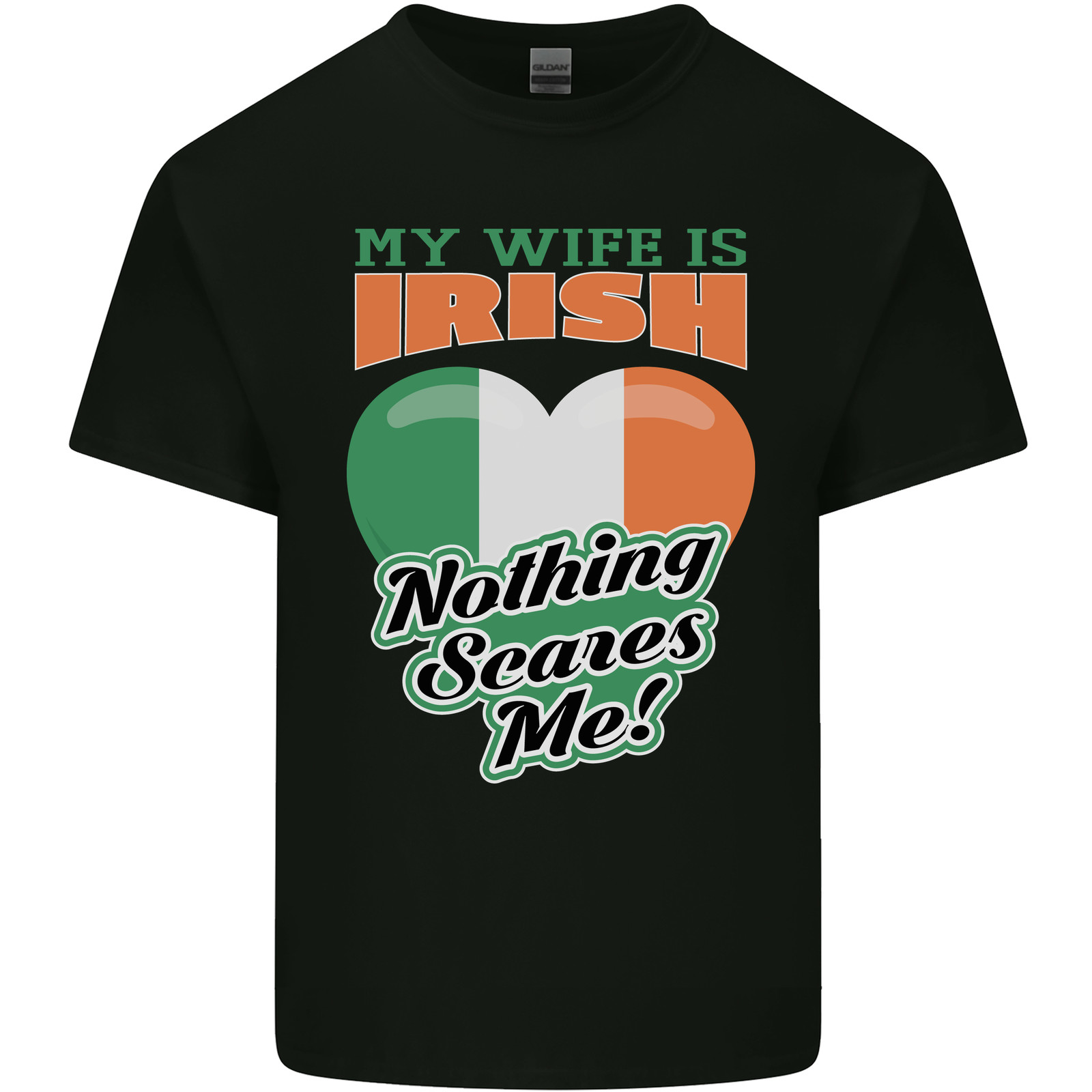 My Wife is Irish Nothing Scares Me Ireland Kids T-Shirt Boys Girls