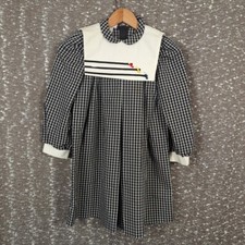 Vintage Dorissa Back To School Pencil Black/White Gingham Dress Girl's 6x