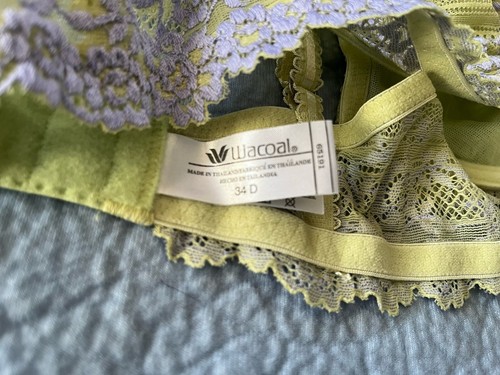 Wacoal 34D Bra Lime/Lilac Embrace Lace Underwire Back Closure #65191 - Picture 3 of 3