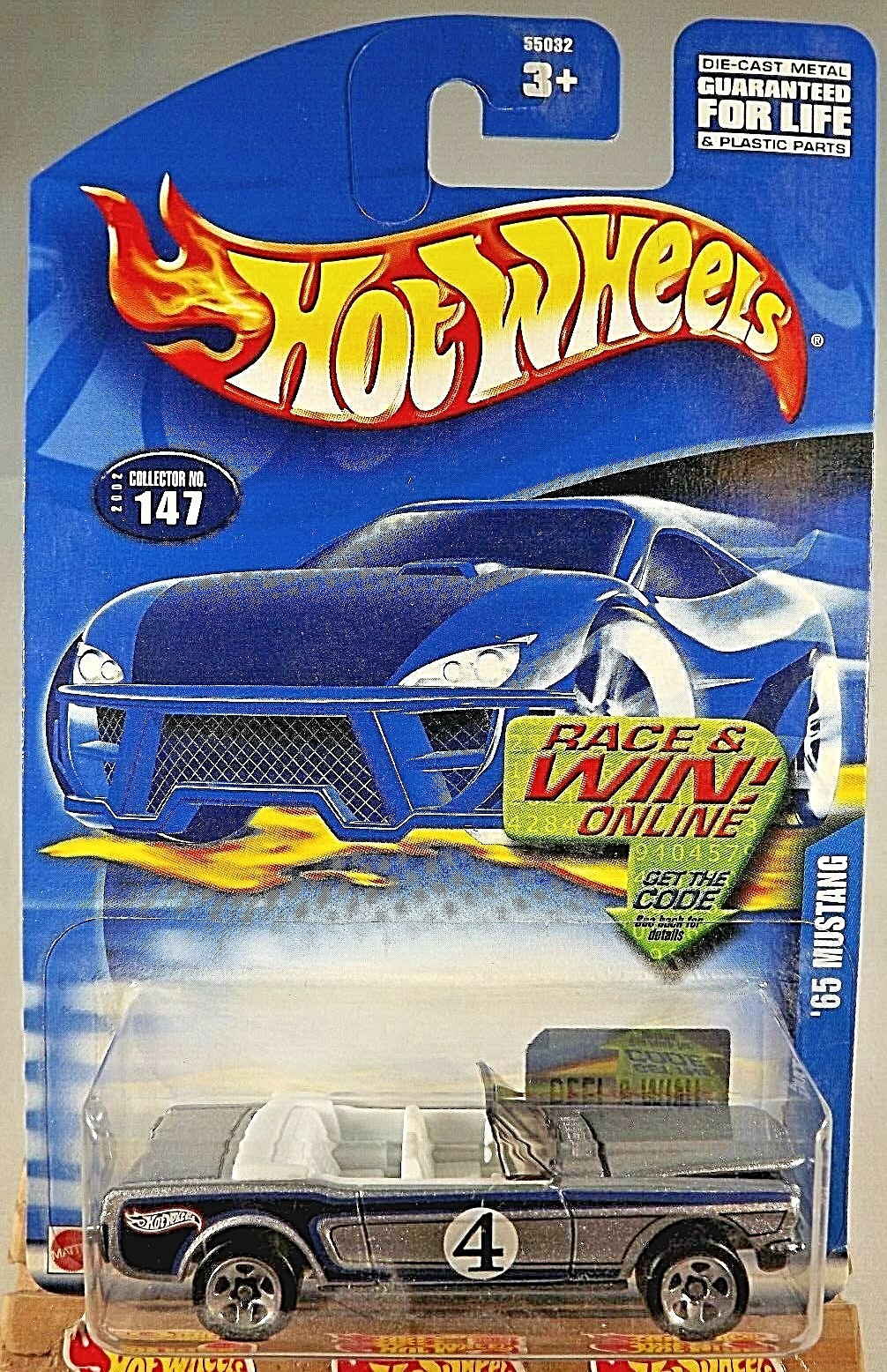2002 Hot Wheels Mainline/Collector #147 '65 MUSTANG Silver w/Chrome 5Sp Thailand