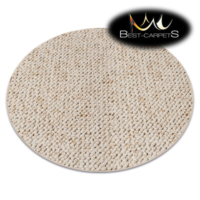 GÜNSTIGE & HOCHWERTIGE TEPPICHE Rund Filzrücken CASABLANCA Creme Schlafzimmer TEPPICH JEDE GRÖSSE