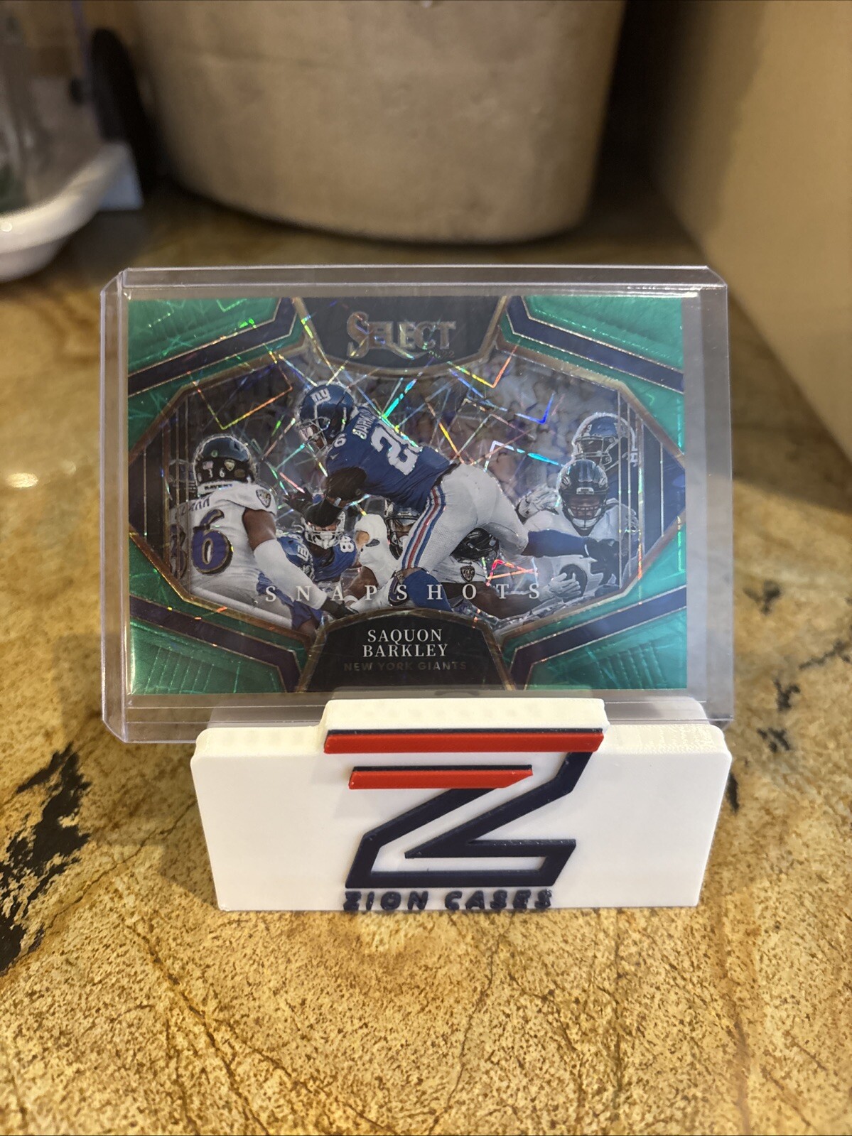 2022 Panini Select Saquon Barkley Snapshots Green Prizm SSP #/5 Giants